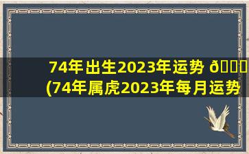 74年出生2023年运势 🍁 (74年属虎2023年每月运势及运程开运网)